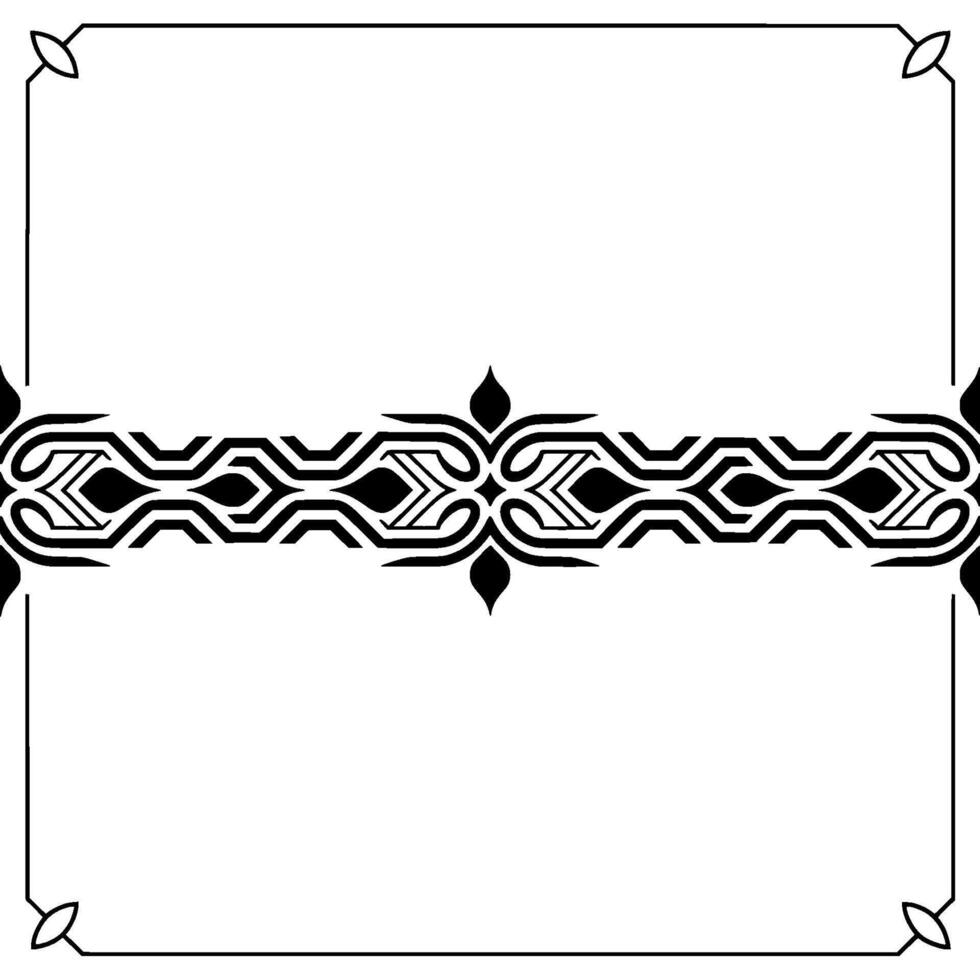 Elegant Black Border With Geometric Ornament, Frame for Text vector