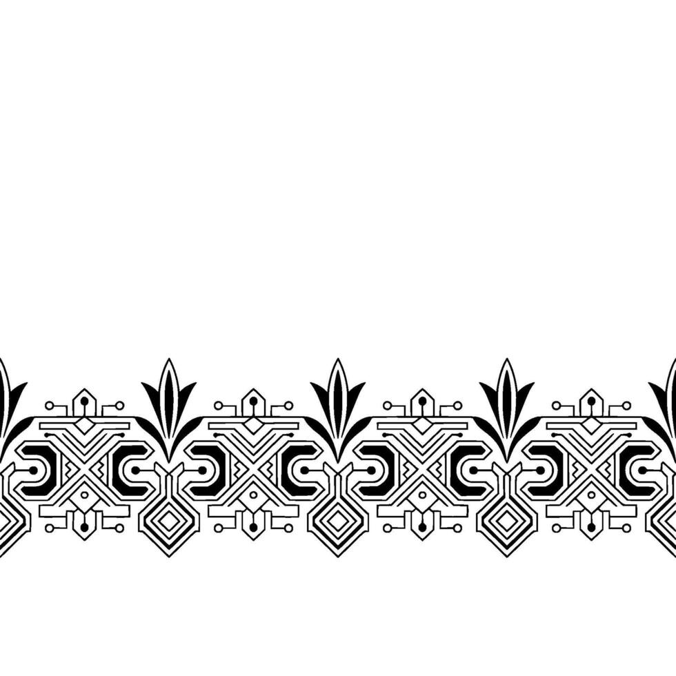 Geometric Ornament Border in Black and White Abstract for Invitation or Pattern vector