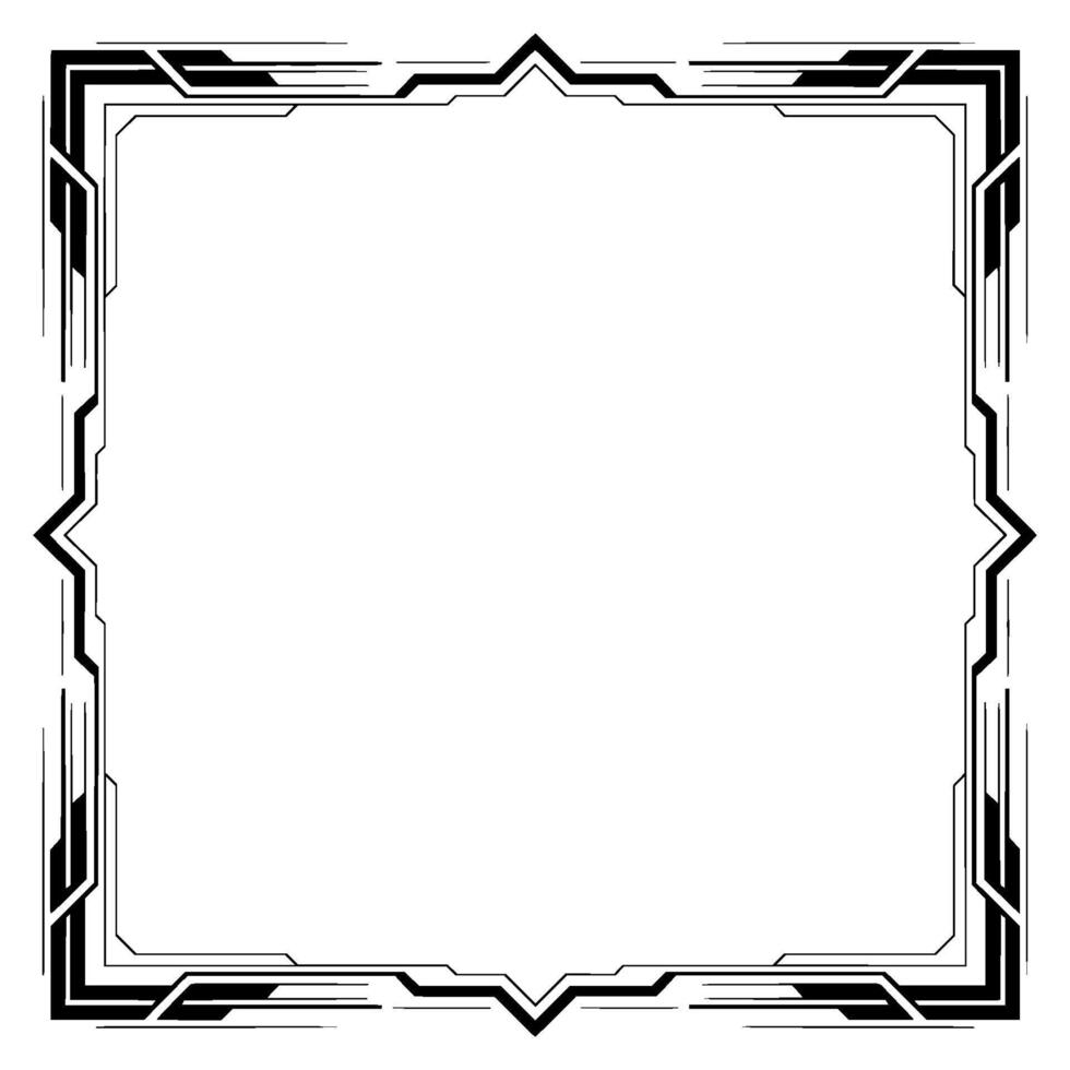 Geometric Deco Frame , Black and White, Square Border vector