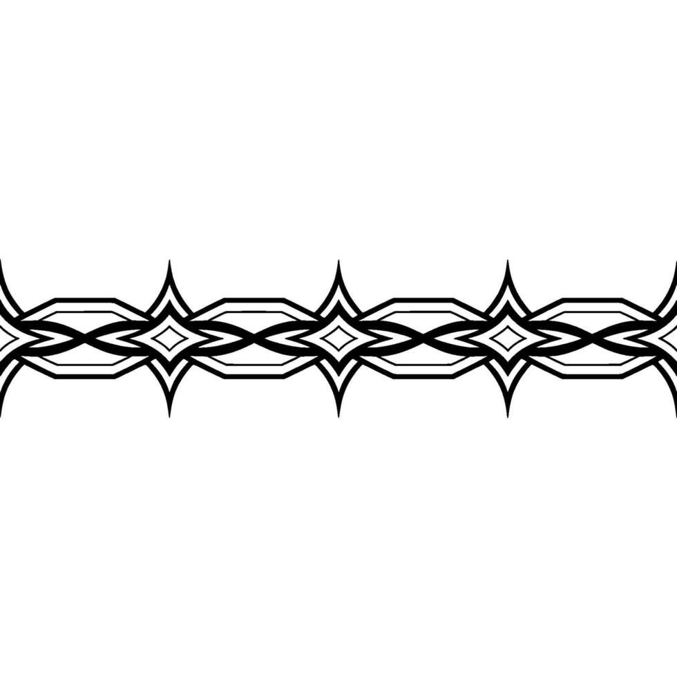Abstract Geometric Border Ornament in Black on White, Decorative vector