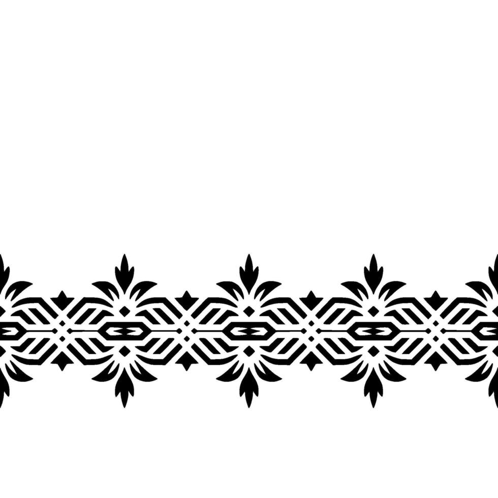 Decorative Black and White Border With Floral and Geometric Elements vector