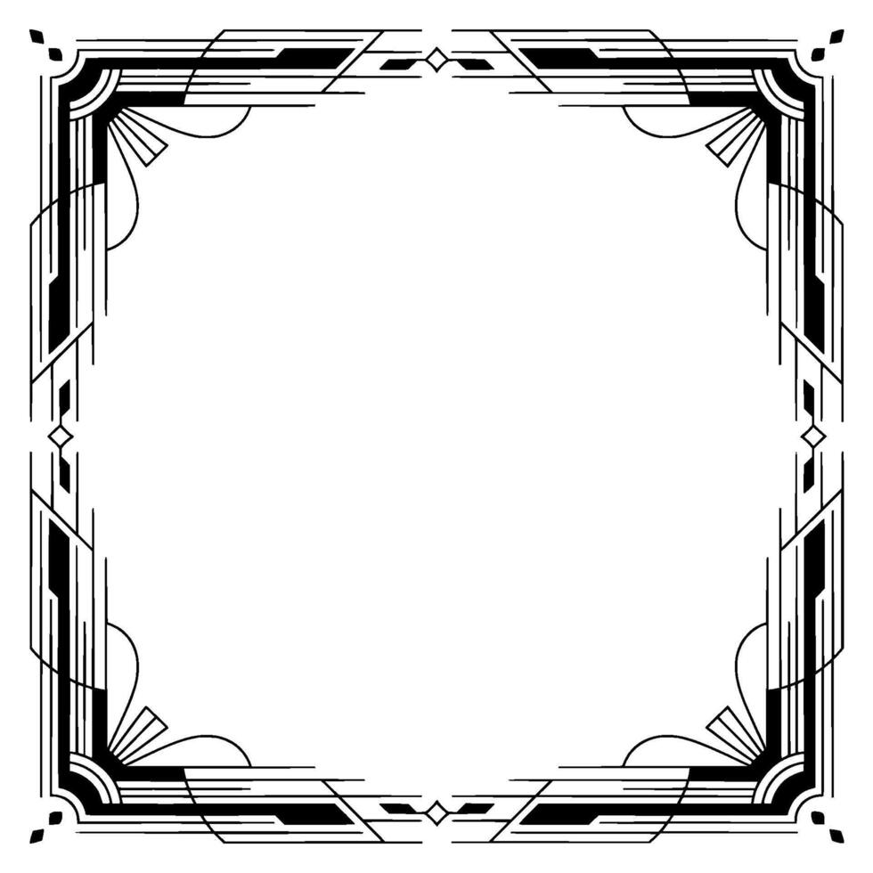 Art Deco Border Frame, Elegant Monochrome , Blank Center vector
