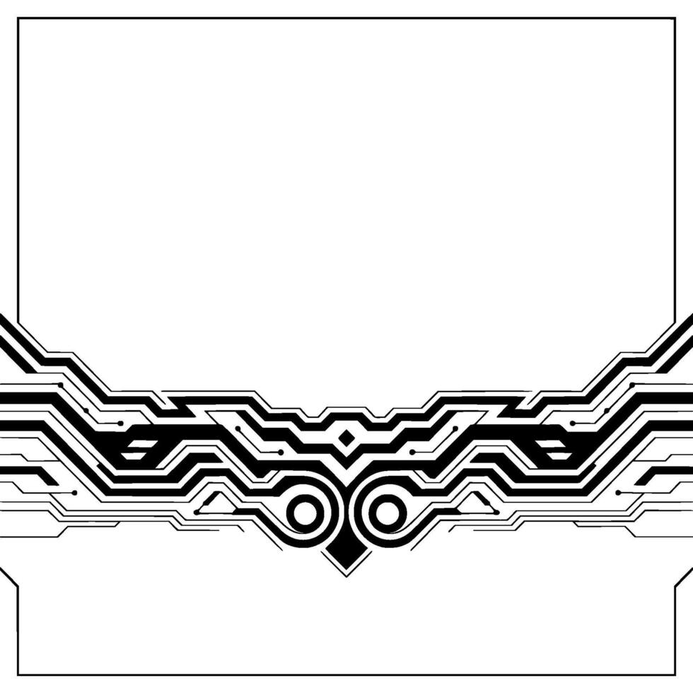 Futuristic Circuitry Frame Abstract Tech Background, Black White, Minimalist vector