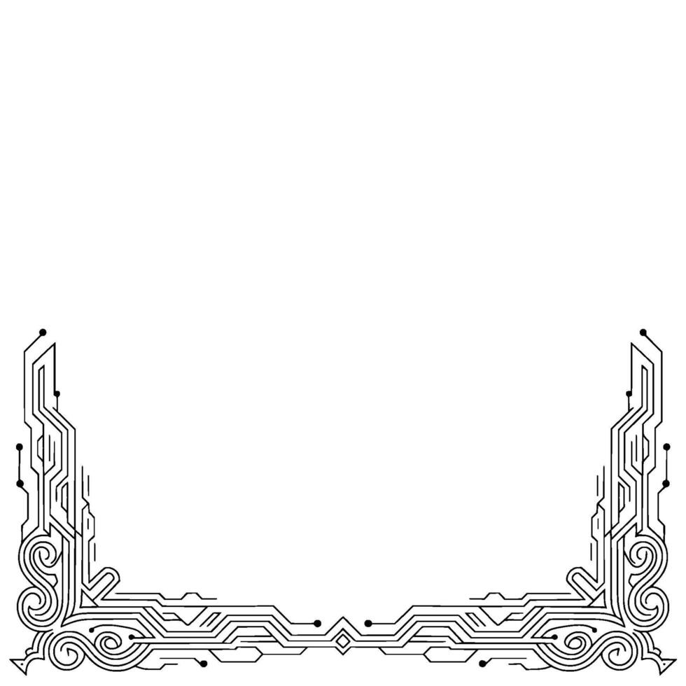 Tech Circuit Frame , Black and White, Elegant Border vector