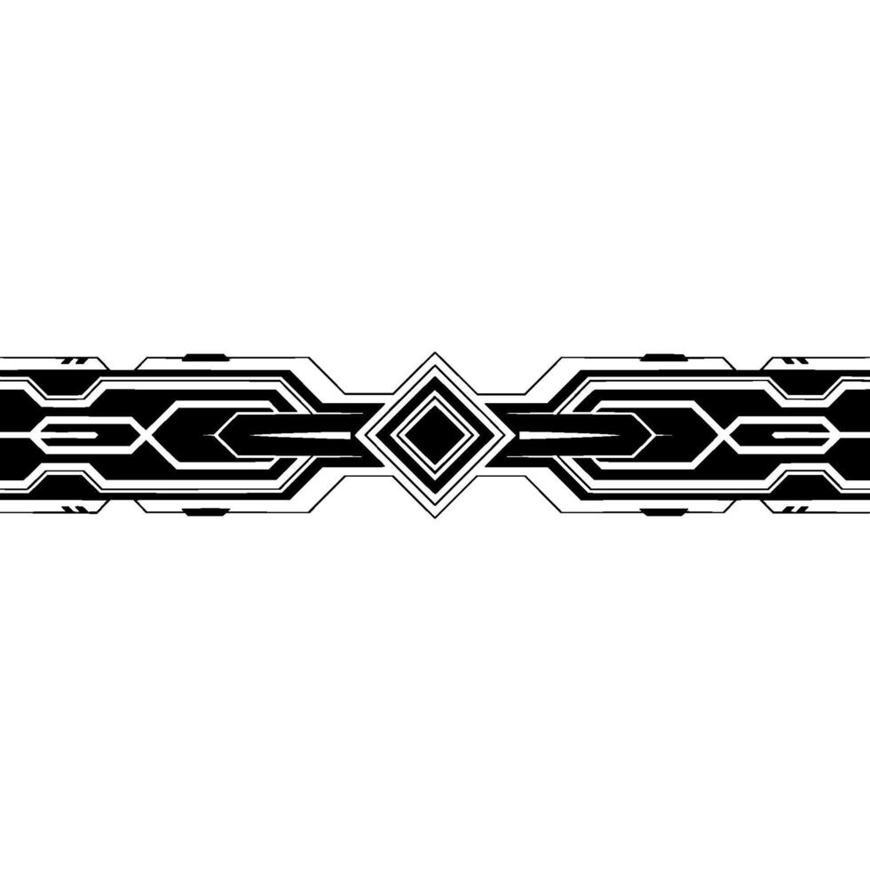 Geometric Tech Border With Diamond Center Black White Abstract vector