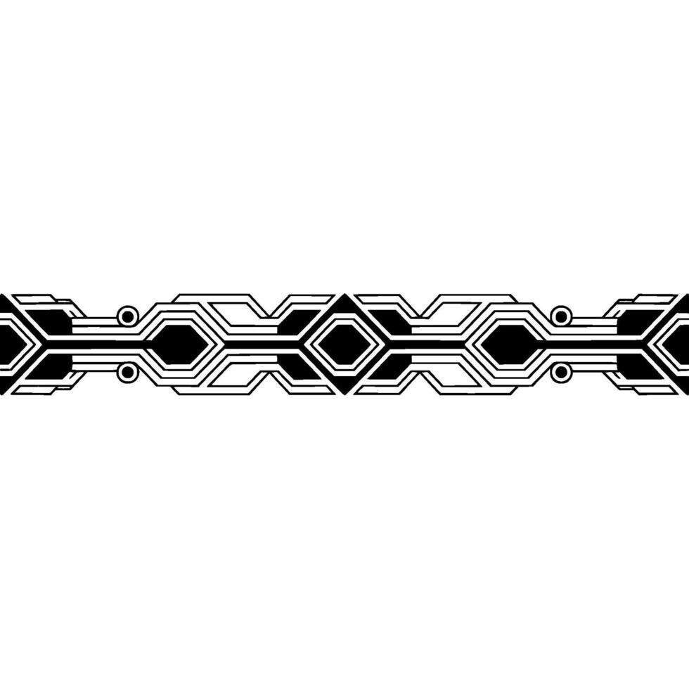 Abstract Circuit Border , Black Geometric Elements, Modern Minimalist Style vector