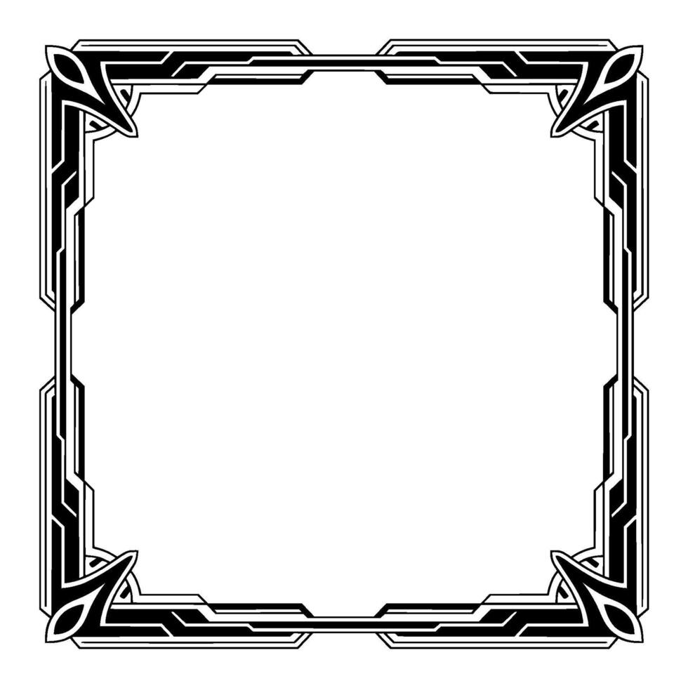 Art Deco Geometric Frame, Black and White Ornament vector