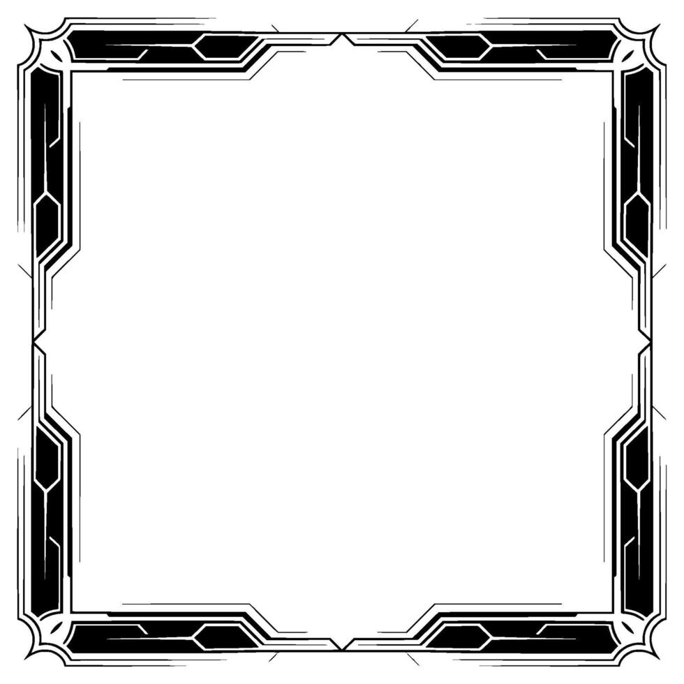 Geometric Art Deco Border, Black White Frame, Elegant , Space for Text vector