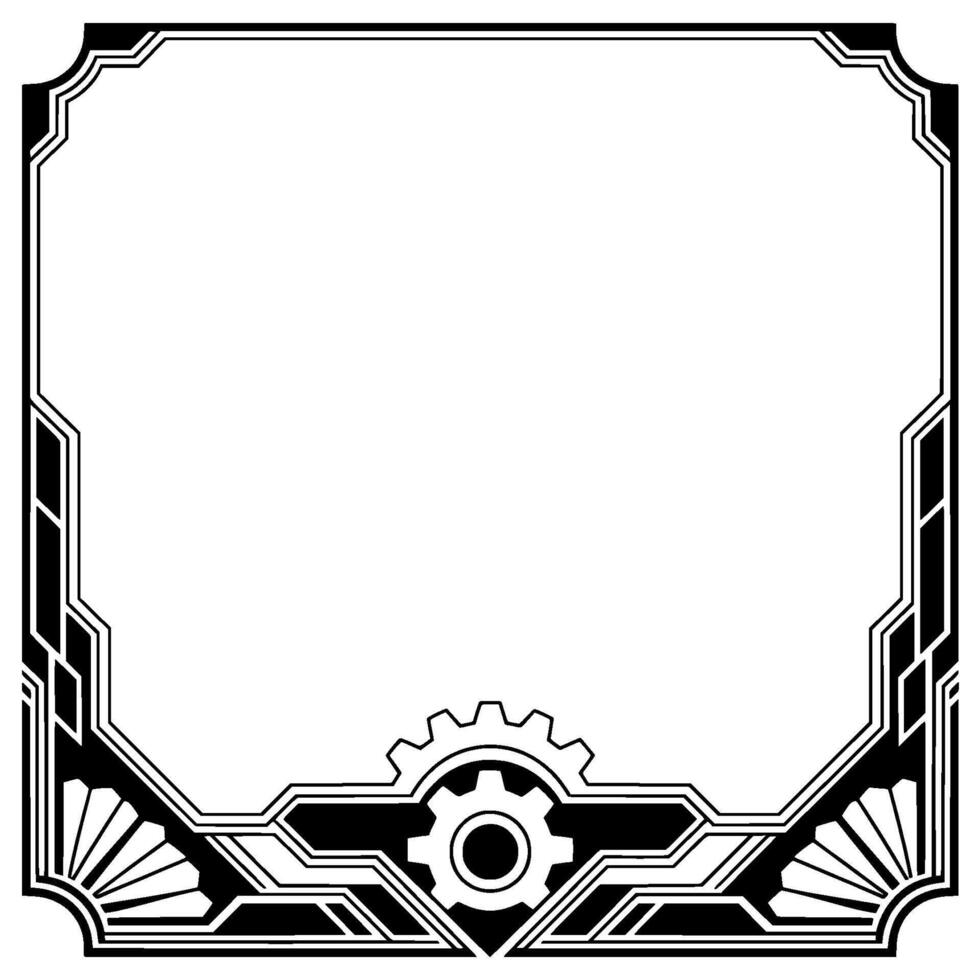 Art Deco Frame With Gear Element vector
