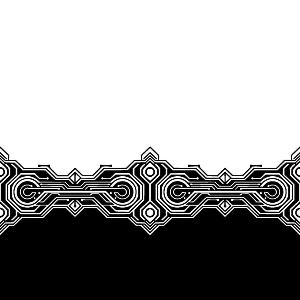 Digital Circuit Board Border, Black and White Tech vector