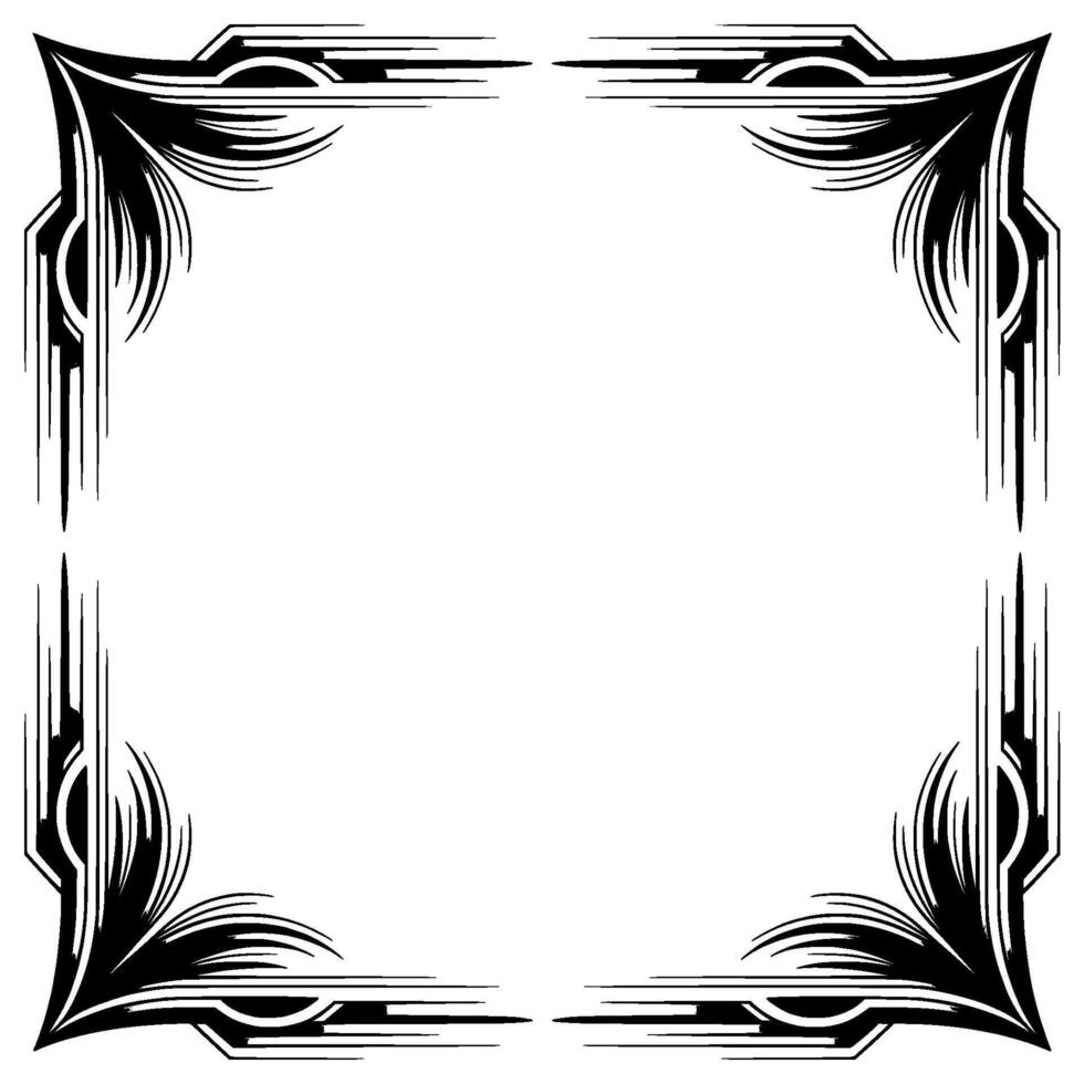 Elegant Art Deco Frame, Black White , Decorative Border, Empty Space vector