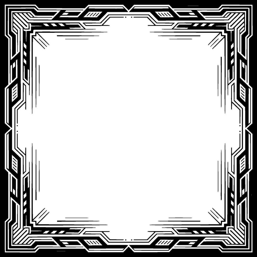 Geometric Art Deco Frame, Black White, Empty Space, Modern vector