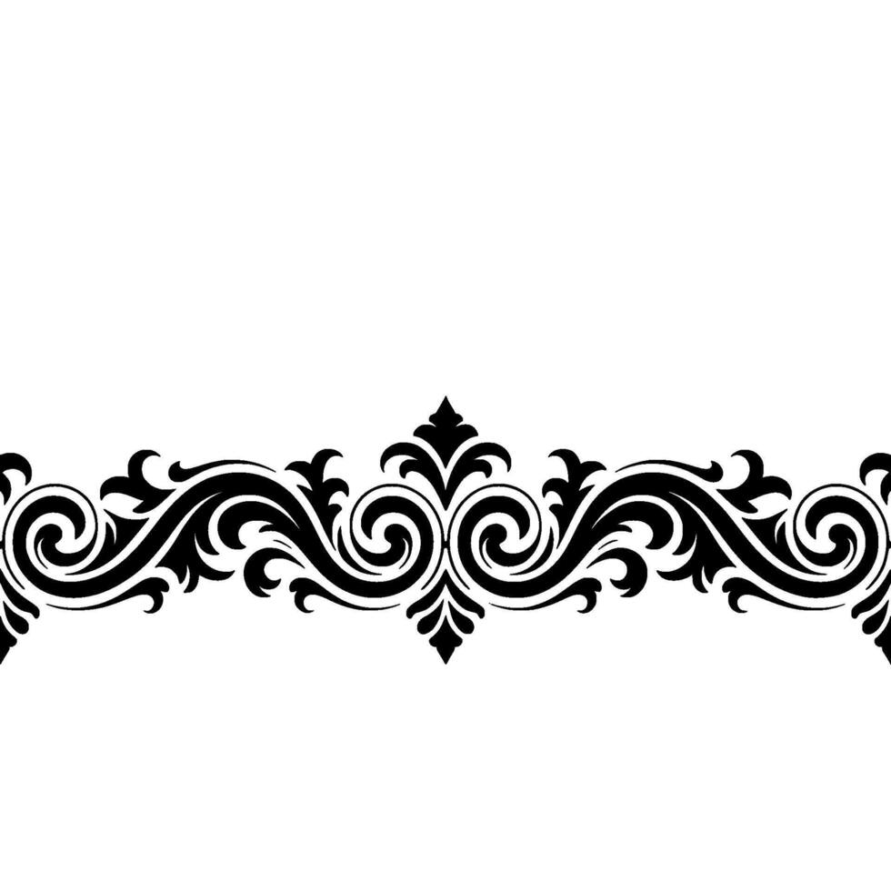 Elegant Black Swirls Border on White Background vector