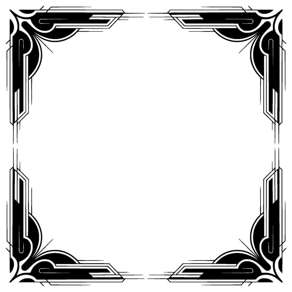 Elegant Art Deco Frame Black White Ornament, Empty Space vector