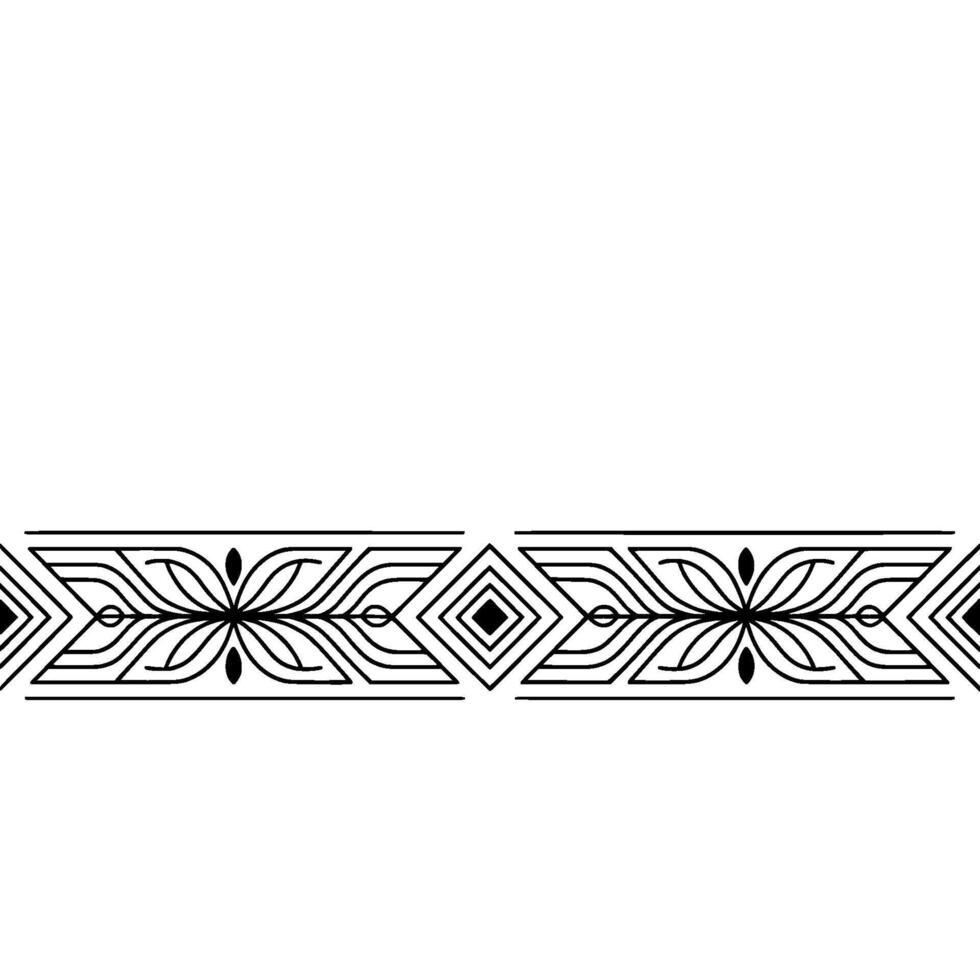 Geometric Art Deco Border, Black and White, Seamless vector