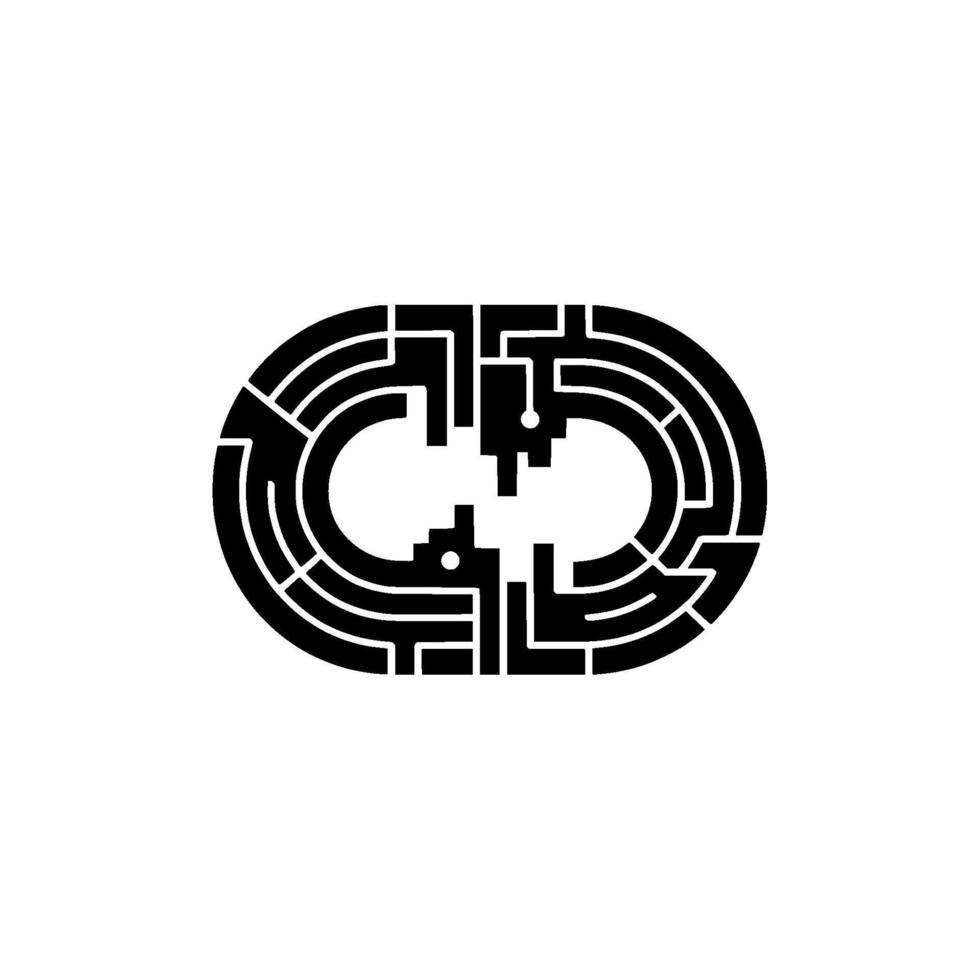 Abstract Labyrinthine in Black White, Conceptual Modern vector