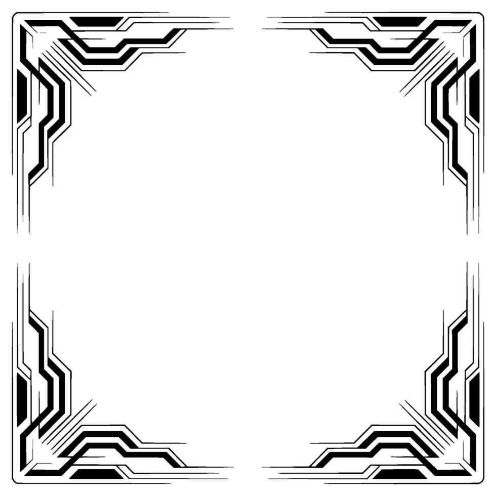 Geometric Art Deco Frame, Black and White Border , Minimalist Style vector