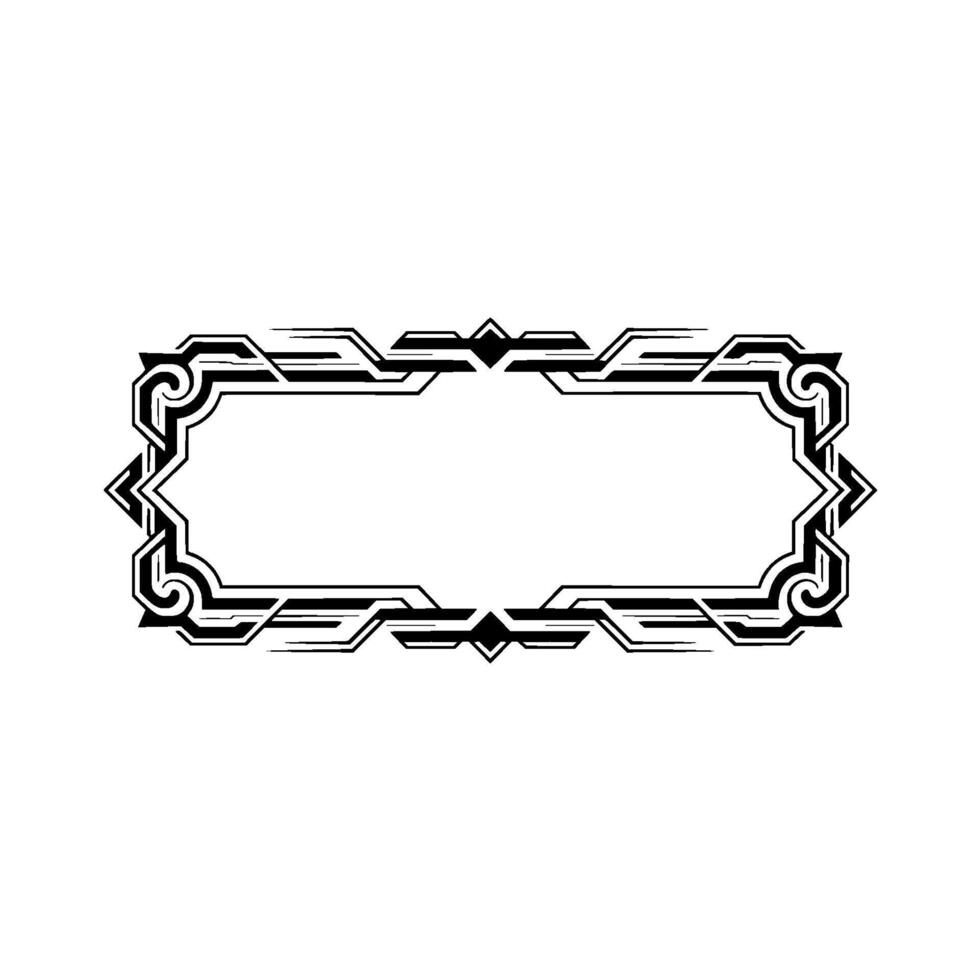 Art Deco Rectangle Frame, Black and White Decorative Border vector