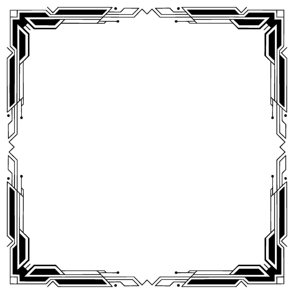 Art Deco Frame Elegant Geometric Border, Black White, Empty Space for . vector