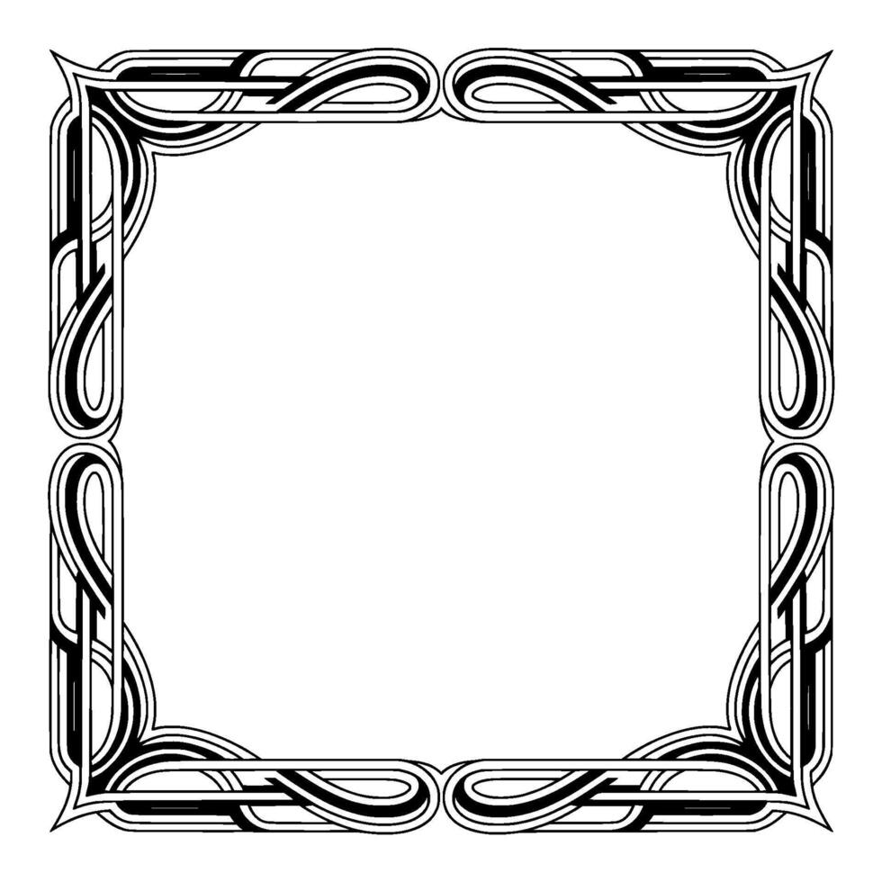 Art Nouveau Black White Frame, Ornamental vector