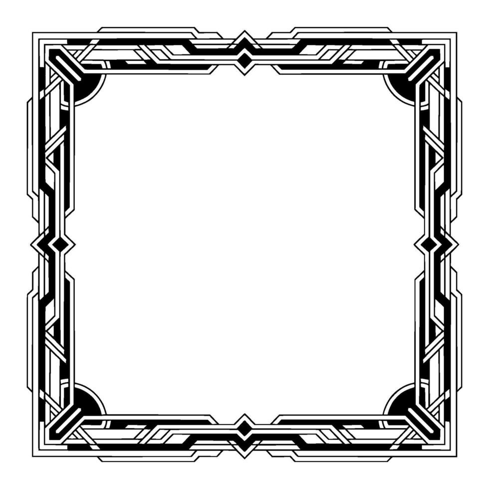 Art Deco Geometric Frame, Black White, Empty Space vector