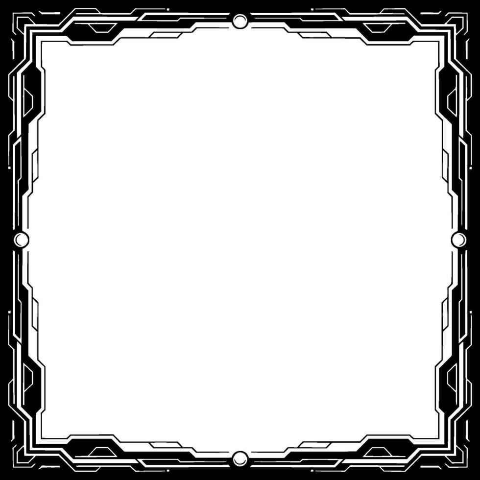Futuristic Tech Frame Black and White Digital Border vector