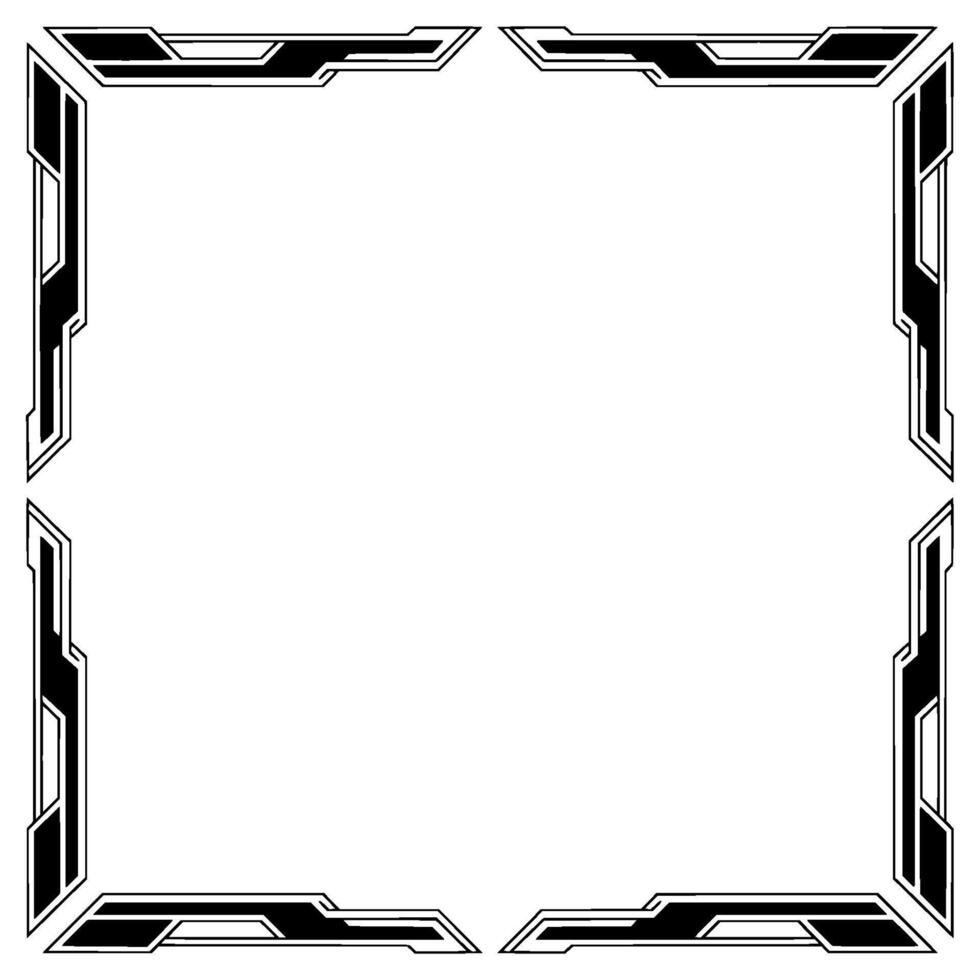 Futuristic Tech Frame, Border, Cyberpunk , Black and White vector