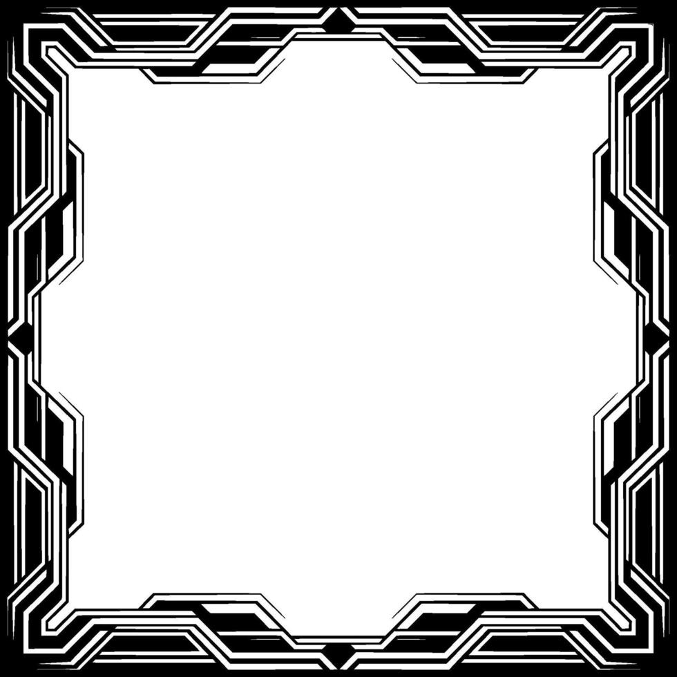 Geometric Deco Frame Black Silver Art Deco Border, Empty Square Space vector
