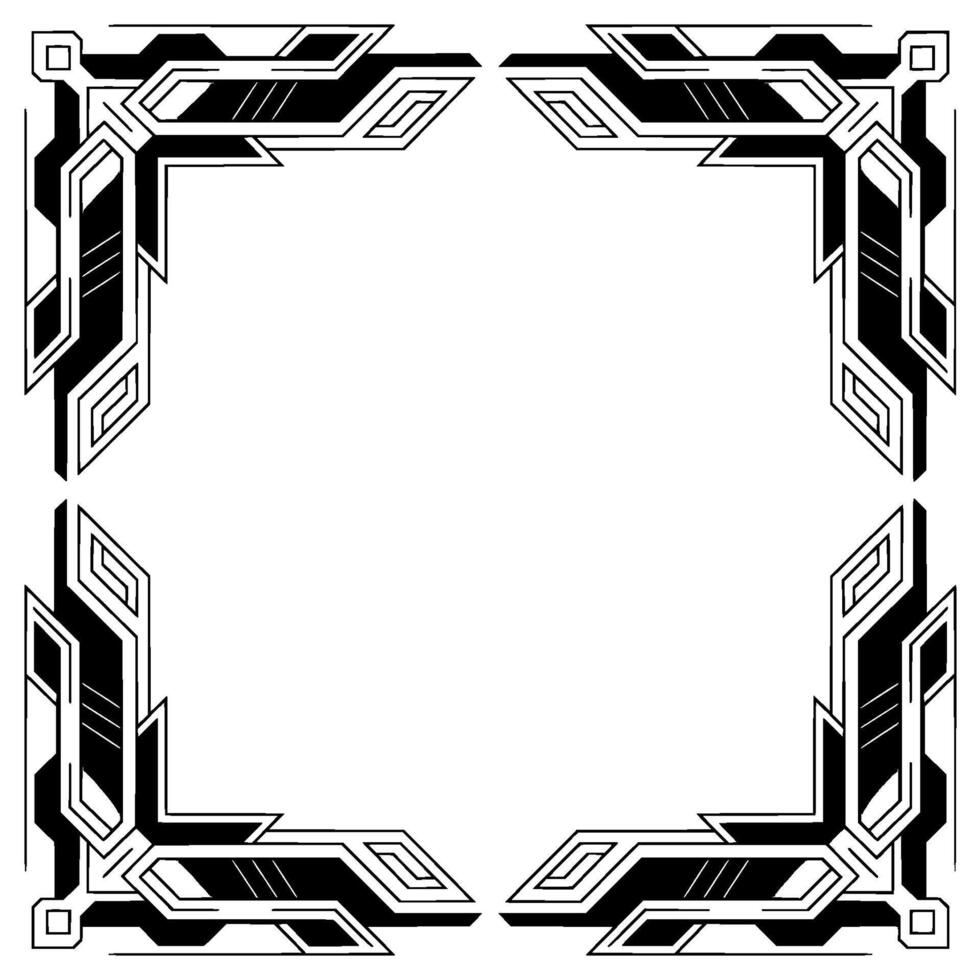 Art Deco Frame Geometric Border, Monochromatic vector