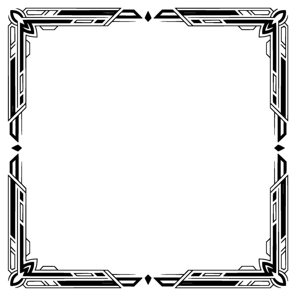 Art Deco Frame Elegant Black and White Border, Empty Space vector