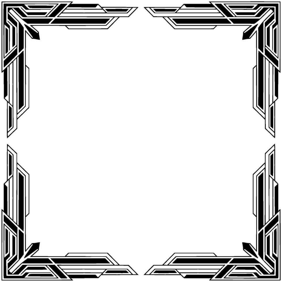 Art Deco Frame Border , Geometric Black and White, Empty Space vector