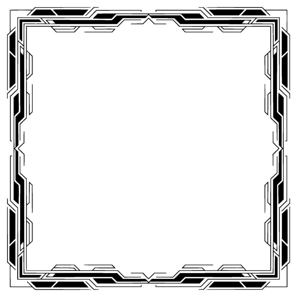Art Deco Square Frame in Black and White, Elegant vector