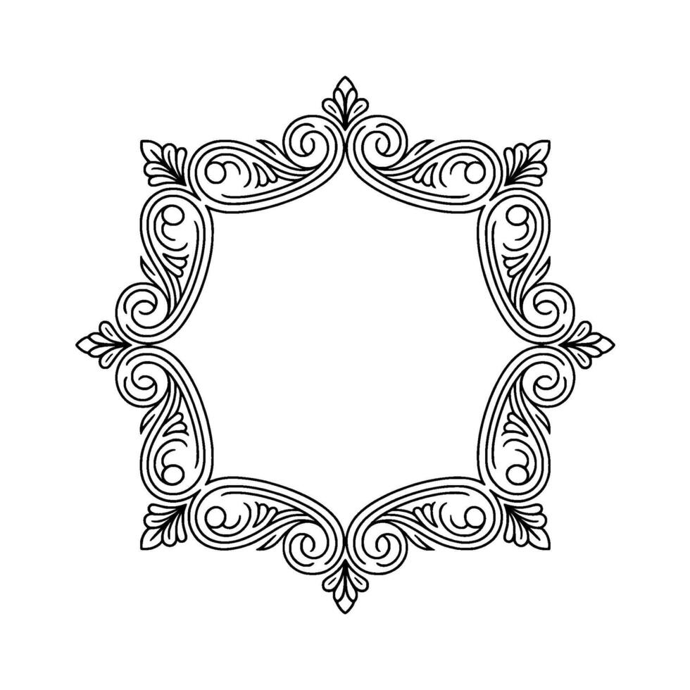 Elegant Vintage Frame With Ornamental Scrollwork in Gray vector