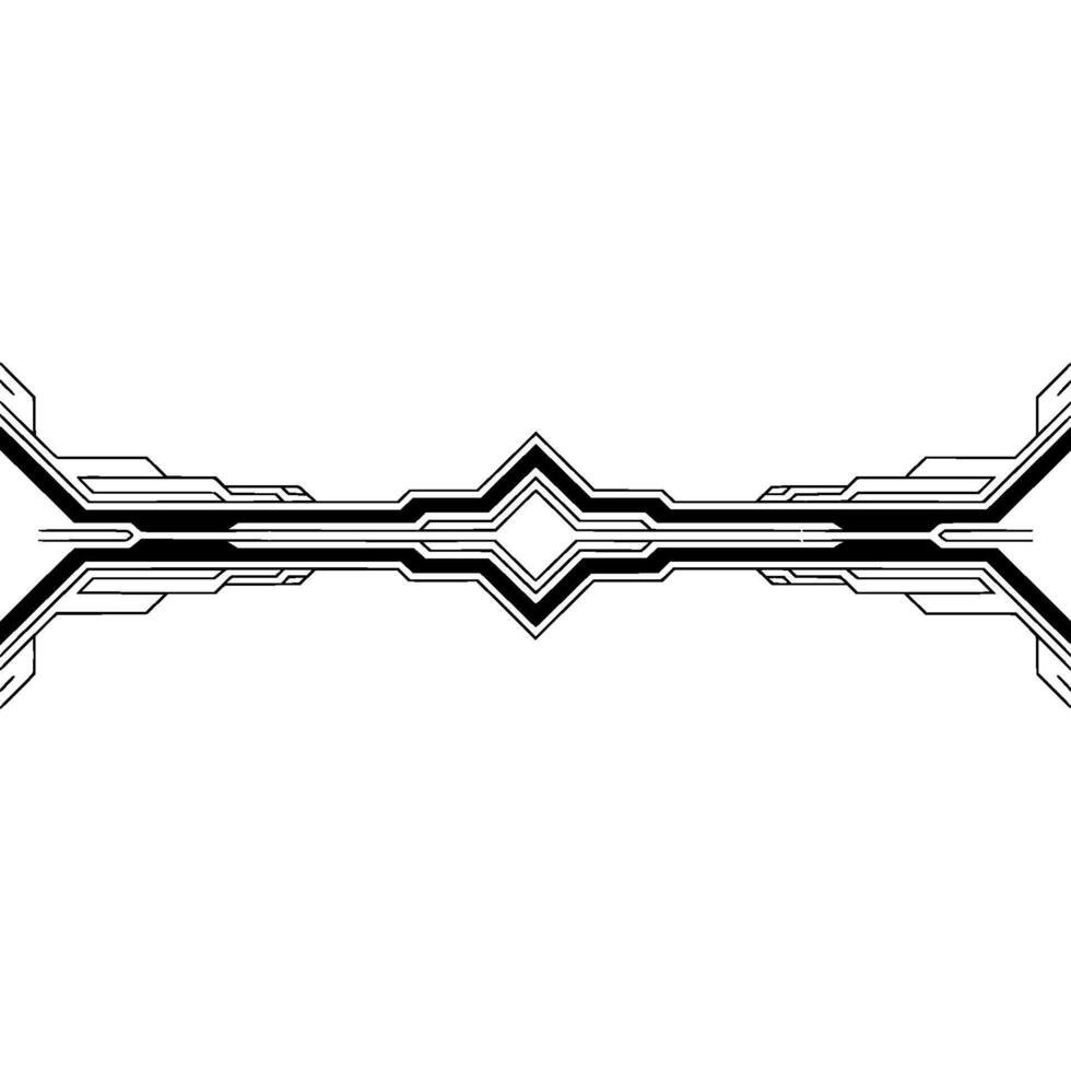 Abstract Tech Black Lines on White, Minimalist Modern . vector