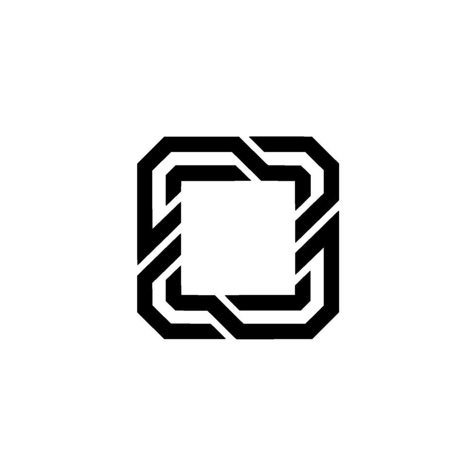 Geometric Square , Black Lines on White, Modern Branding vector