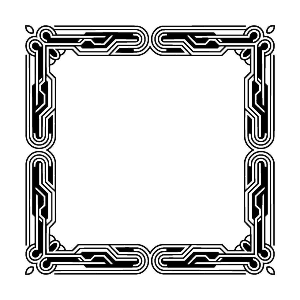 Geometric Frame With Decorative Border, Black White, Elegant vector
