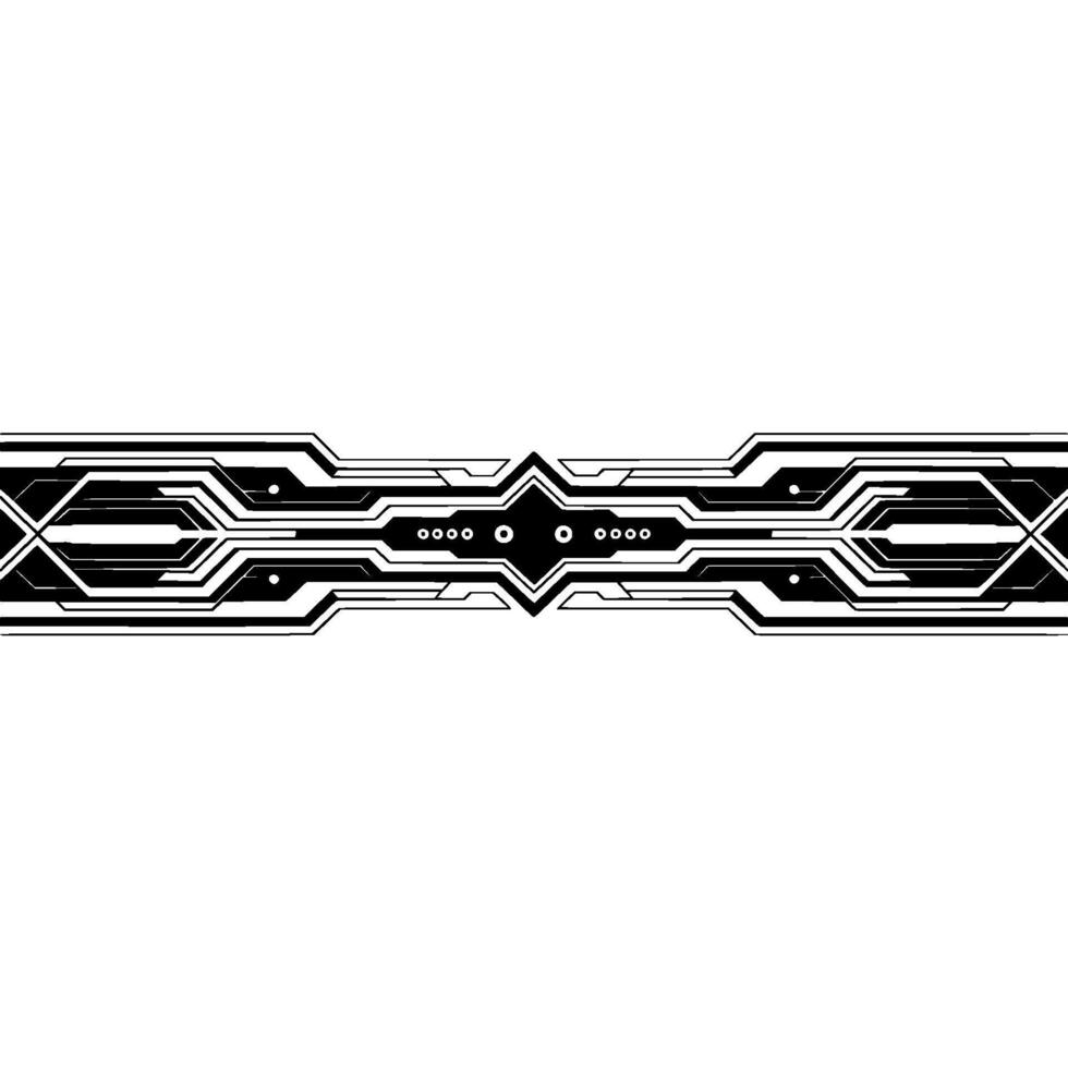 Abstract Tech Circuit , Futuristic Electronic Border, Black White vector