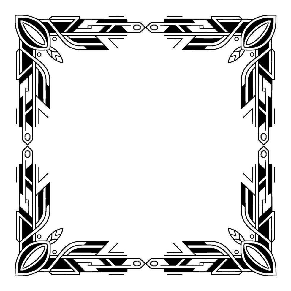 Elegant Art Deco Frame, Black and White, Geometric , Decorative Border vector