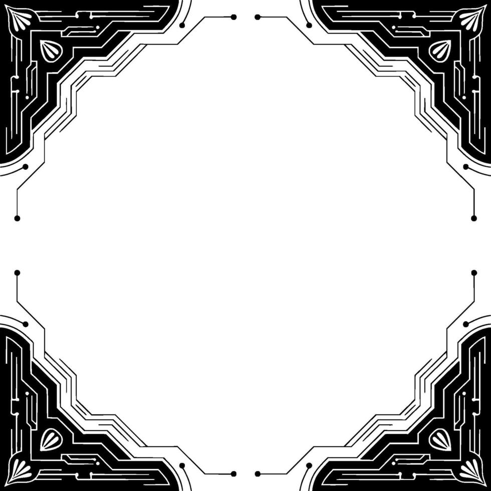 Techinspired Frame Circuit Board Elements on White Background vector