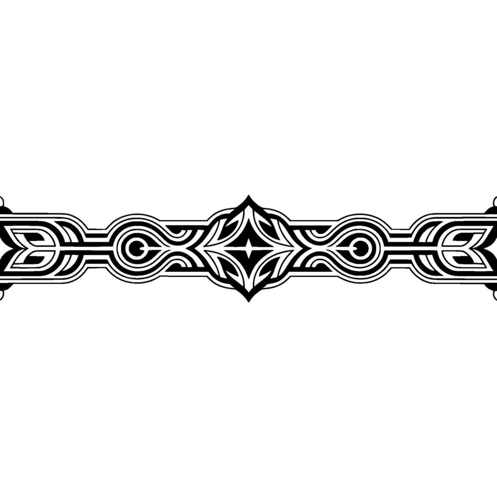 Decorative Geometric Border Elegant Black White Pattern on White Background vector