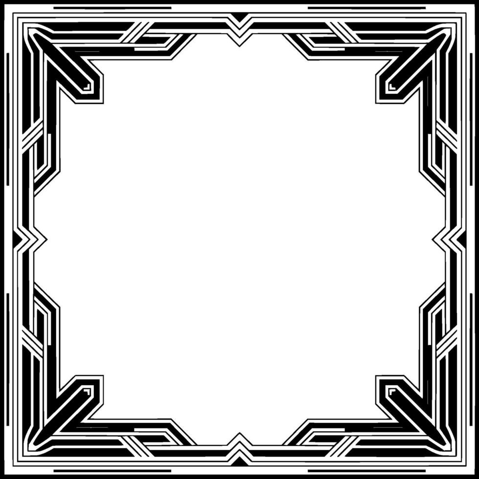 Art Deco Geometric Frame Black and White Border for Invitations Designs vector
