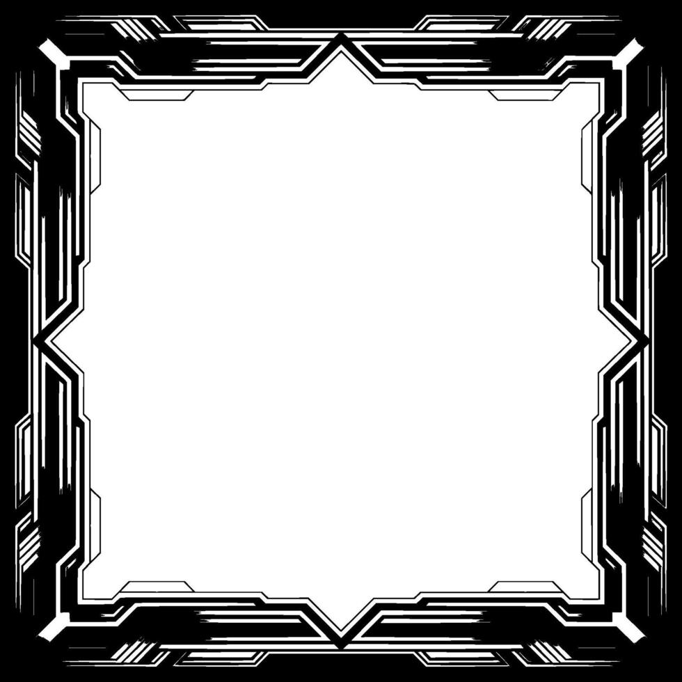 Art Deco Frame, Geometric, Silver and Black Border, Empty Space vector
