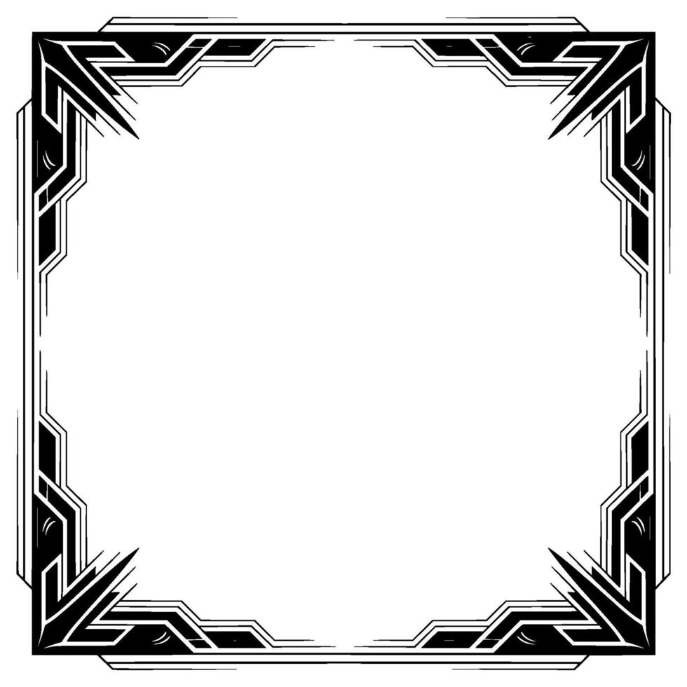 Art Deco Frame, Black and White, Geometric Border, Elegant vector