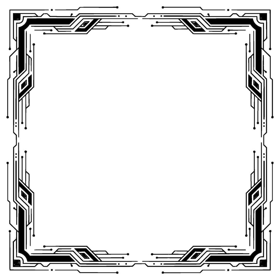 Modern Tech Frame Geometric Border for , White Space, Digital Style vector