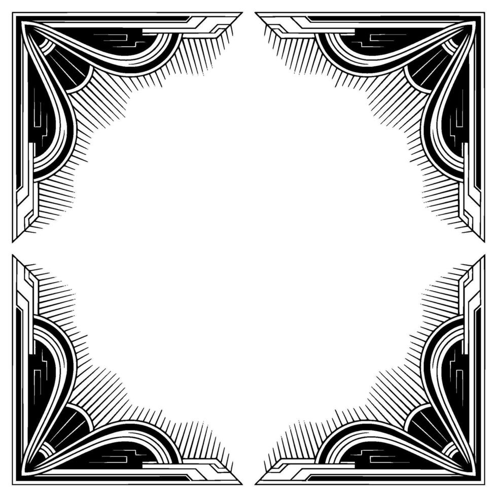Art Deco Frame Corner , Black and White, Geometric, Elegant vector