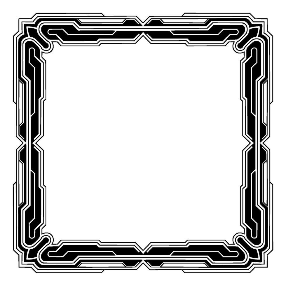Geometric Frame, Black and White Art Deco Style Border, Empty Space vector
