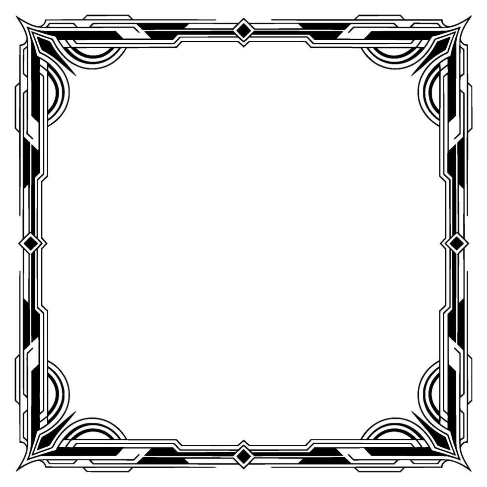 Art Deco Frame, Black and White Border , Elegant Invitation Template vector