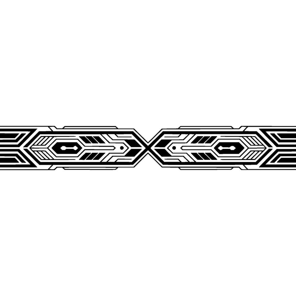Abstract Tech Border , Geometric Circuitry in Black White vector