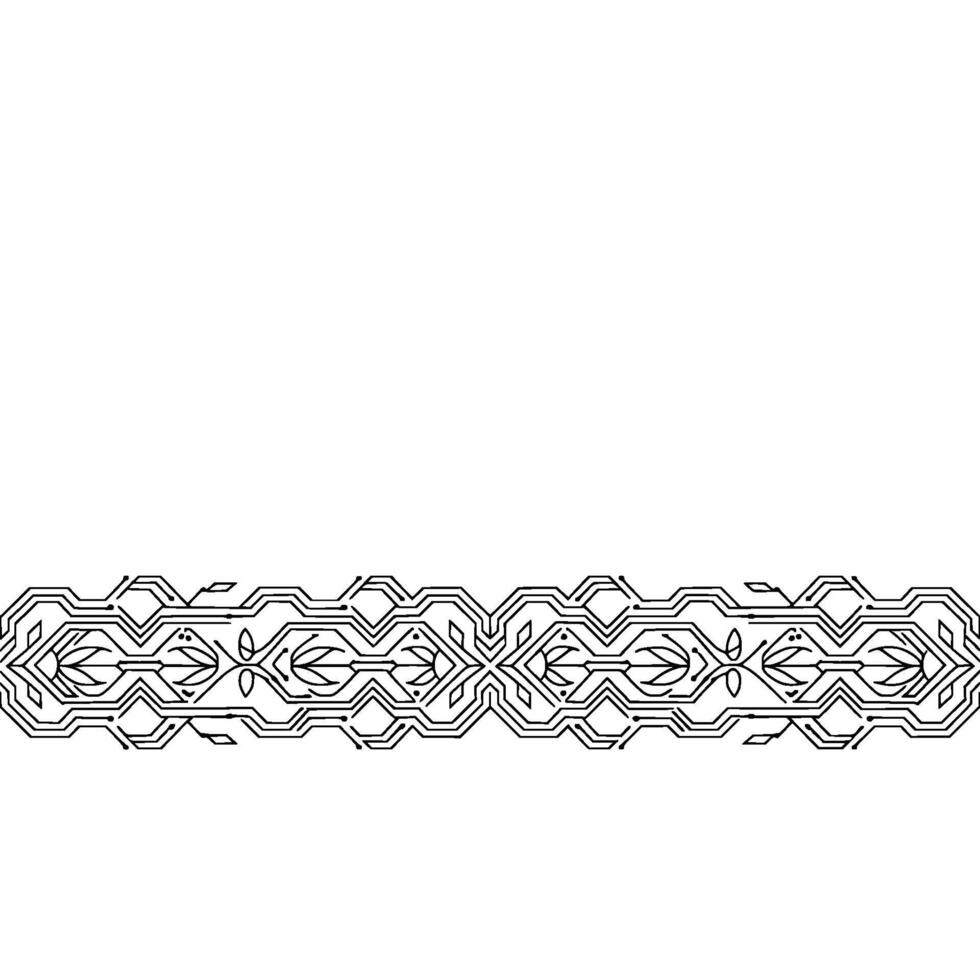 Elegant Circuit Board With Floral Elements, Minimalism on White vector