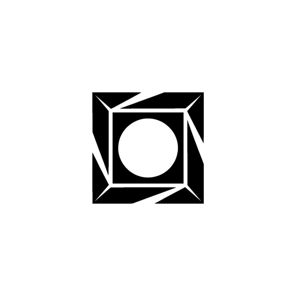 Geometric Abstraction Black and White Square With Circle vector